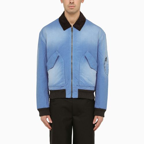 Washed effect zipped cotton bomber jacket - Loewe - Modalova