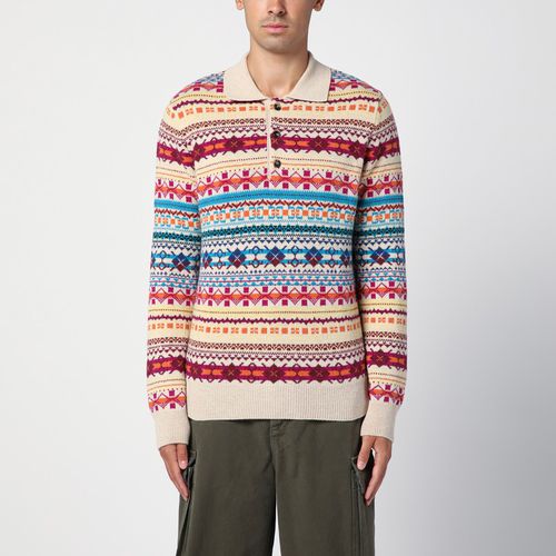 Maglione a polo écru/multicolore in lana - Loewe - Modalova