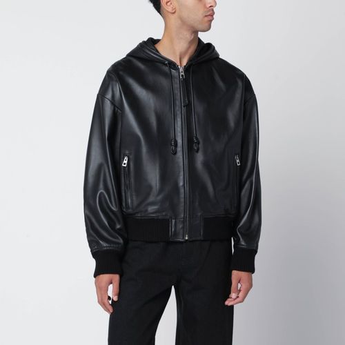 Giacca con cappuccio nera in pelle - Loewe - Modalova