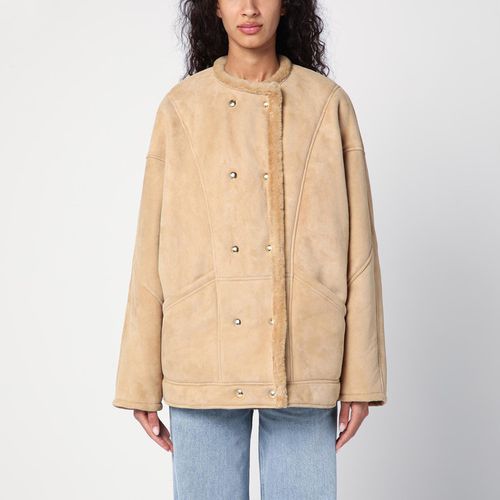 Zweireihiger kamelfarbener Mantel im Shearling-Look - HALFBOY - Modalova