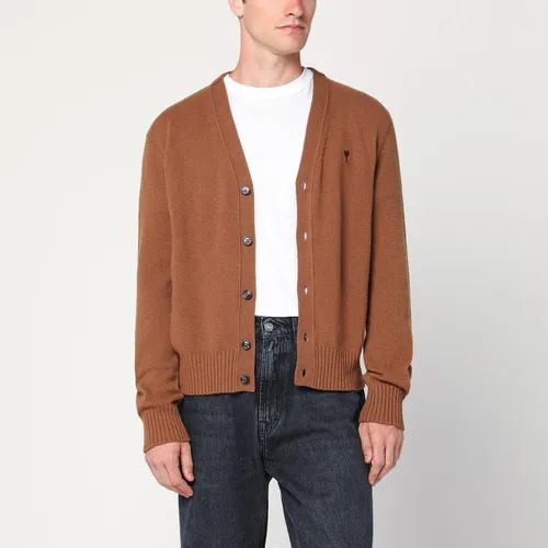 Hazelnut-coloured Ami De Coeur cardigan - Ami Paris - Modalova