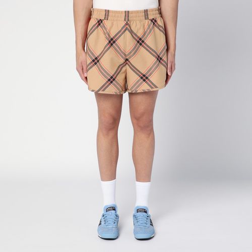 Short beige con motivo Check in cotone - adidas by Wales Bonner - Modalova