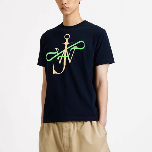 Navyblaues T-Shirt mit Logo-Print - JW Anderson - Modalova