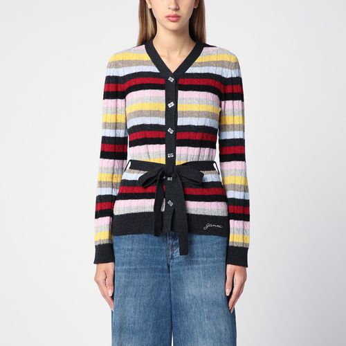 Cardigan a righe con cintura - GANNI - Modalova