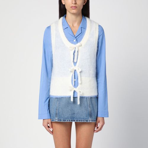 Gilet con laccetti bianco in mohair - GANNI - Modalova