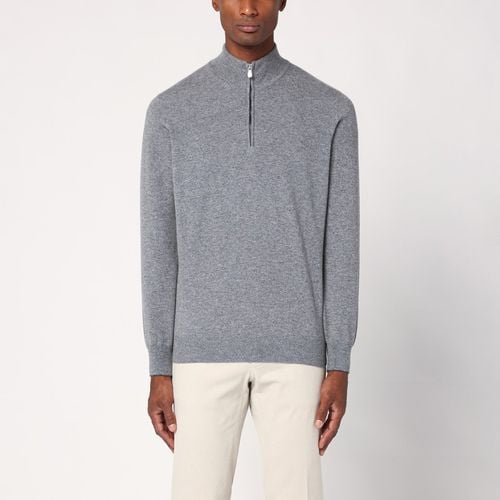 Grey turtleneck sweater with zip - Brunello Cucinelli - Modalova