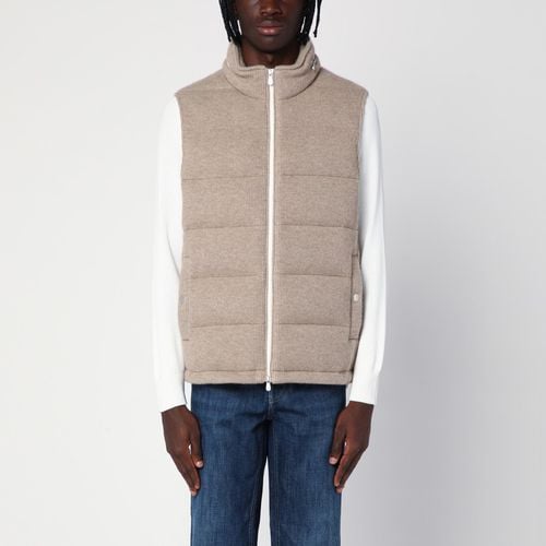 Gilet con zip color sabbia in cashmere - Brunello Cucinelli - Modalova