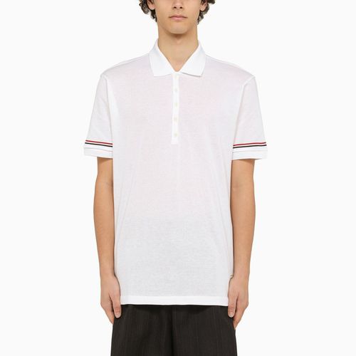 Polo manica corta bianca con patch - Thom Browne - Modalova