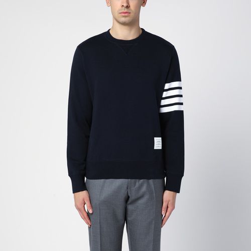 Felpa girocollo blu navy in cotone - Thom Browne - Modalova