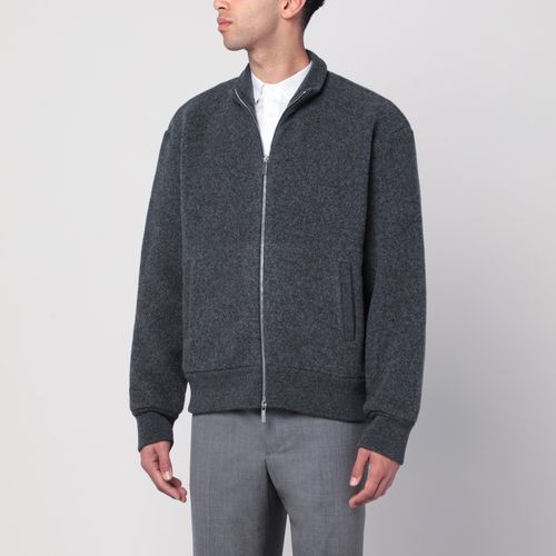Cardigan con zip grigio in lana - Thom Browne - Modalova