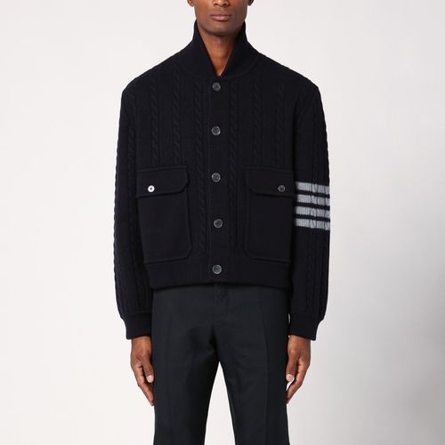 Cardigan a trecce blu navy - Thom Browne - Modalova