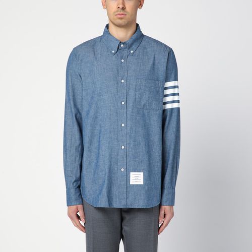 Blue cotton button-down shirt - Thom Browne - Modalova