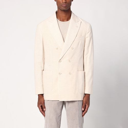 Beige corduroy double-breasted jacket - Brunello Cucinelli - Modalova