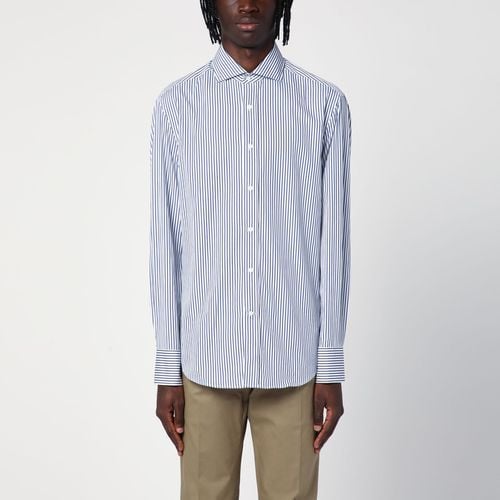 White/blue striped cotton shirt - Brunello Cucinelli - Modalova