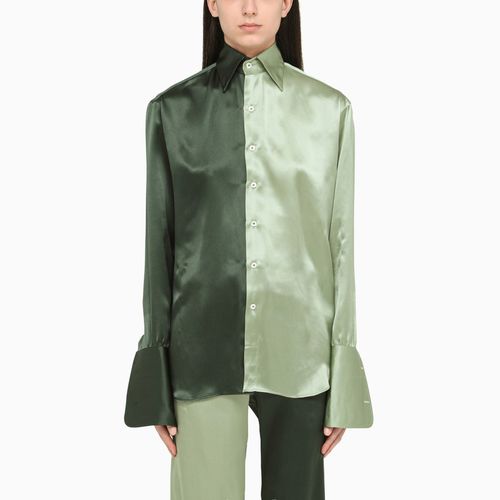 Green silk colour-block shirt - WOERA - Modalova