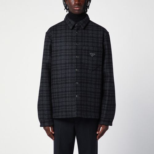 Charcoal grey checked wool shirt - Prada - Modalova