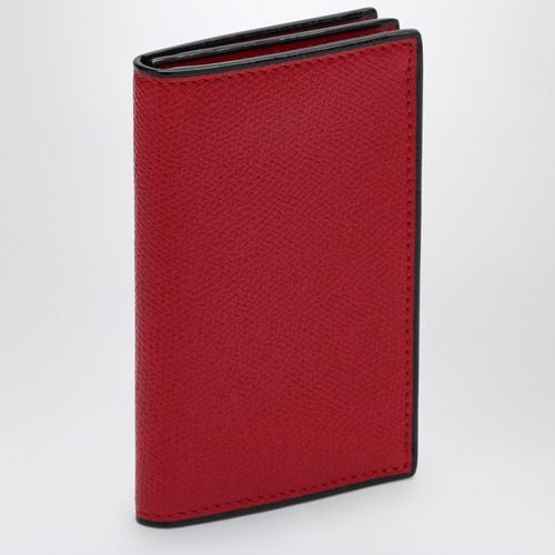 Wave-line cardholder in red leather - Valextra - Modalova