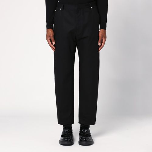 Regular black cotton trousers - Prada - Modalova