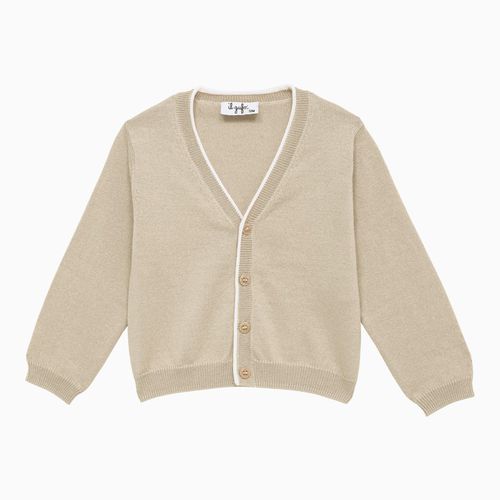 Cardigan avena/bianco in cotone - Il Gufo - Modalova