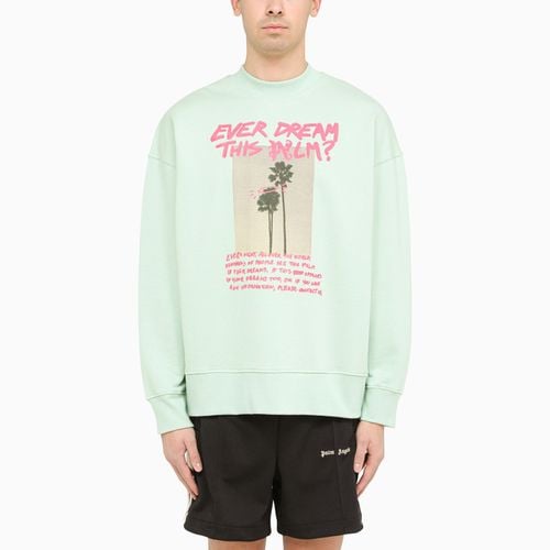 Mint cotton crew-neck sweatshirt with print - Palm Angels - Modalova