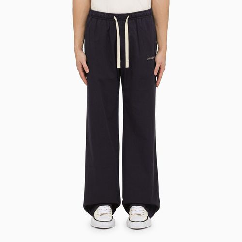 Navy blue cotton trousers with logo - Palm Angels - Modalova