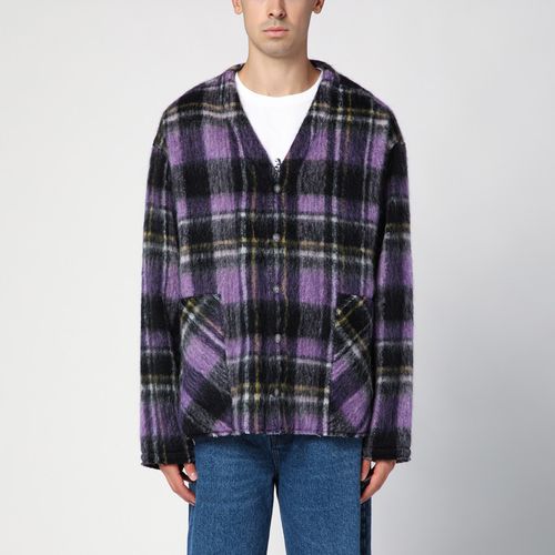 Over shirt in violet check wool - Palm Angels - Modalova