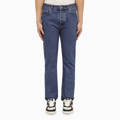 Blaue Jeans mit Monogram-Stickerei - Palm Angels - Modalova