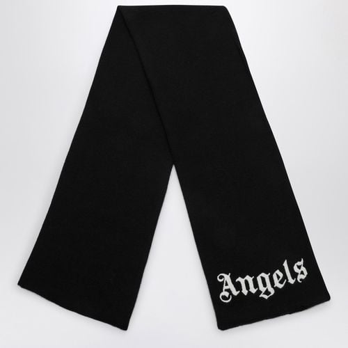 Black cotton blend scarf with logo - Palm Angels - Modalova