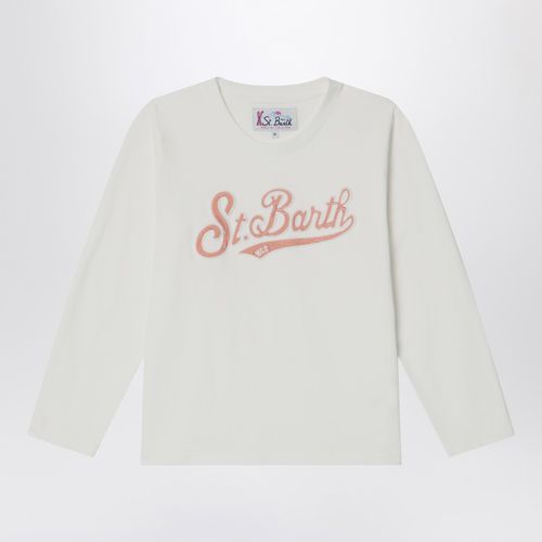 T-shirt bianca con ricamo logo - MC2 Saint Barth - Modalova