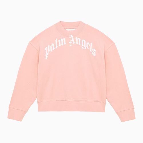 Felpa rosa in cotone con logo - Palm Angels - Modalova