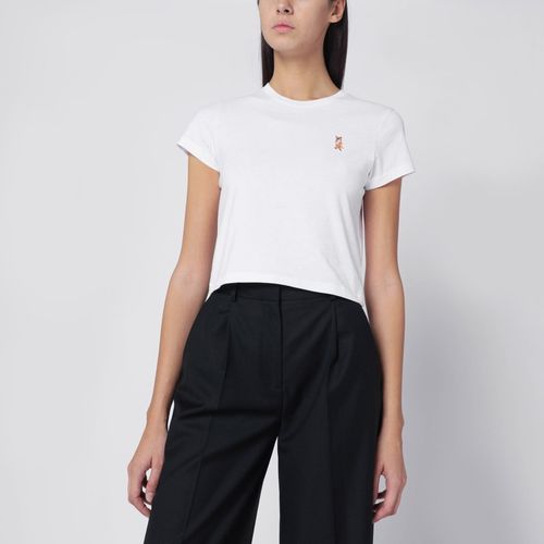 T-shirt cropped bianca con patch logo - Maison Kitsuné - Modalova