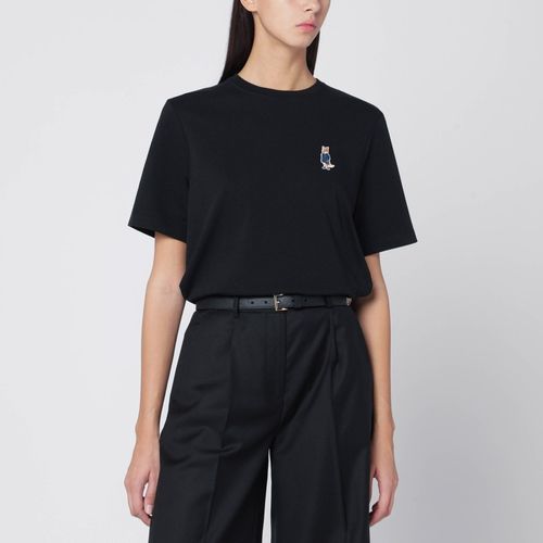 T-shirt nera con patch logo - Maison Kitsuné - Modalova