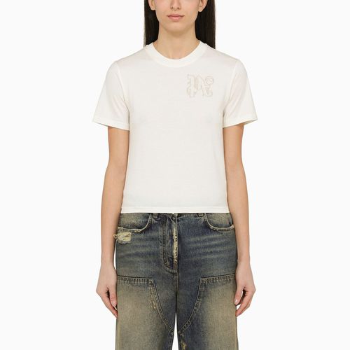 White cotton T-shirt with logo - Palm Angels - Modalova