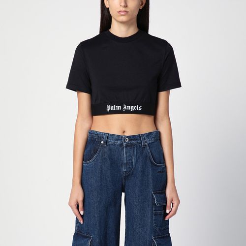 Black cropped T-shirt with logo - Palm Angels - Modalova