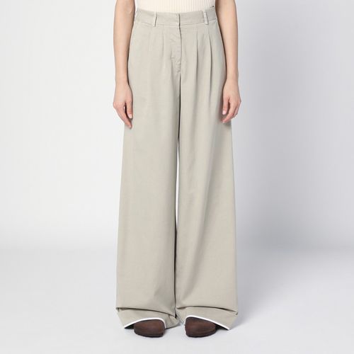 Beige cotton wide trousers - Palm Angels - Modalova