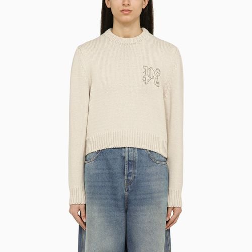 White wool-blend sweater with logo - Palm Angels - Modalova