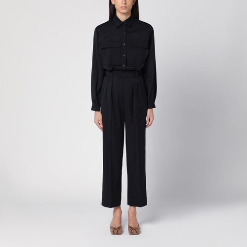 Black wool satin workwear jumpsuit - Max Mara - Modalova