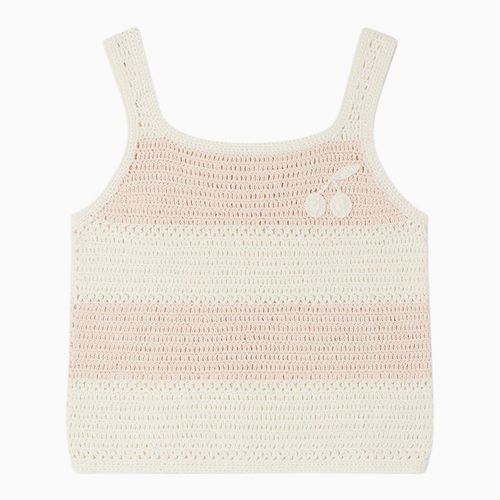 Powder pink striped cotton tank top - Bonpoint - Modalova