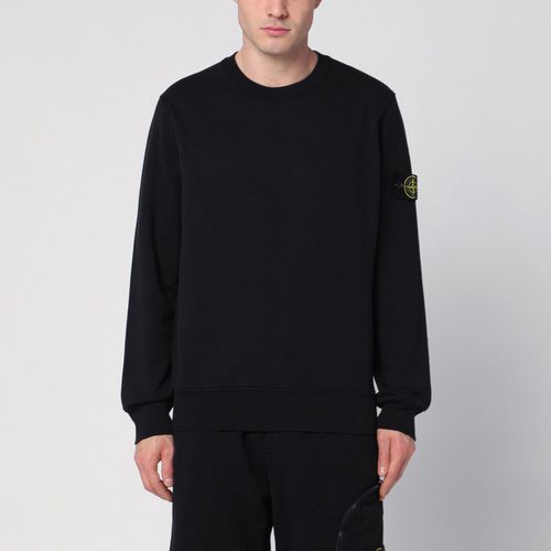 Felpa girocollo nera in cotone - Stone Island - Modalova