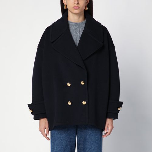 Cappotto doppiopetto blu in lana - Loewe - Modalova