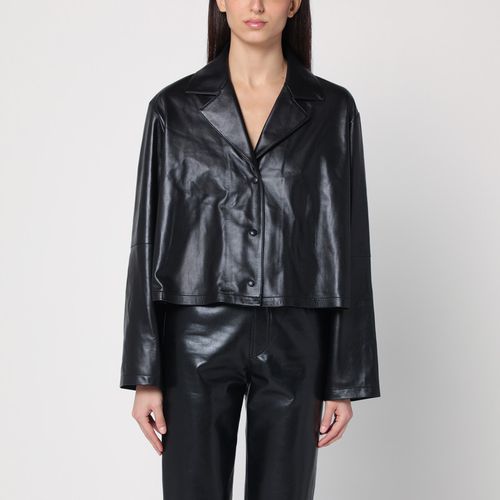 Asymmetrical black leather shirt - Loewe - Modalova