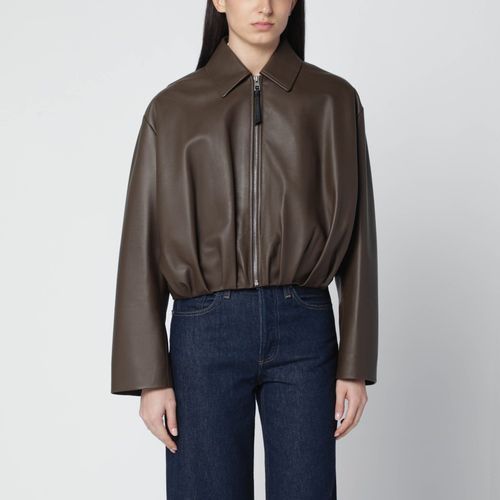 Dark green leather zip bomber - Loewe - Modalova