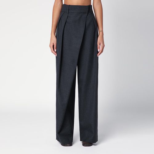 Anthracite grey wool wide trousers - Loewe - Modalova