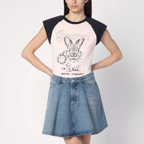 Pink T-shirt with logo print - GANNI - Modalova