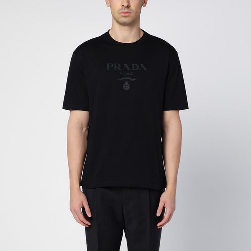 Black cotton T-shirt with logo - Prada - Modalova