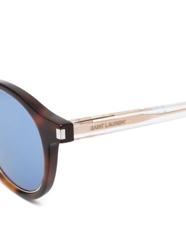 Gafas de sol redondas con efecto de carey - Saint Laurent Eyewear - Modalova