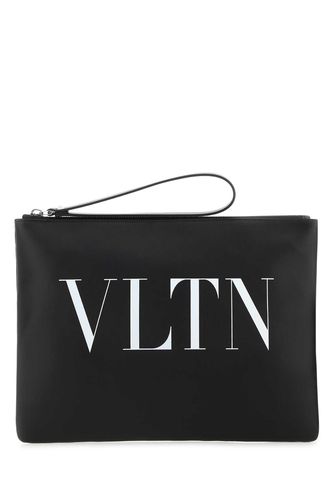 Black Leather Vltn Clutch - Valentino Garavani - Modalova