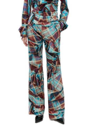 Check Patterned Mid Rise Trousers - Vivienne Westwood - Modalova