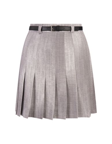 Silk Pleated Mini Skirt With Belt - Ermanno Scervino - Modalova