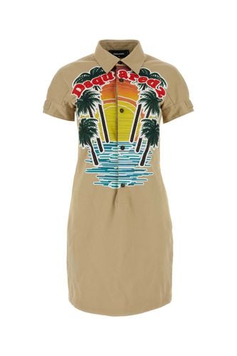 Beige Stretch Cotton Sunset Shirt Dress - Dsquared2 - Modalova